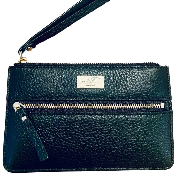 Kate Spade Highland Place Bee Black Leather Wristlet - Picture 2 of 12